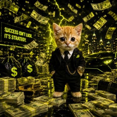 CashKit kitten in a black business suit